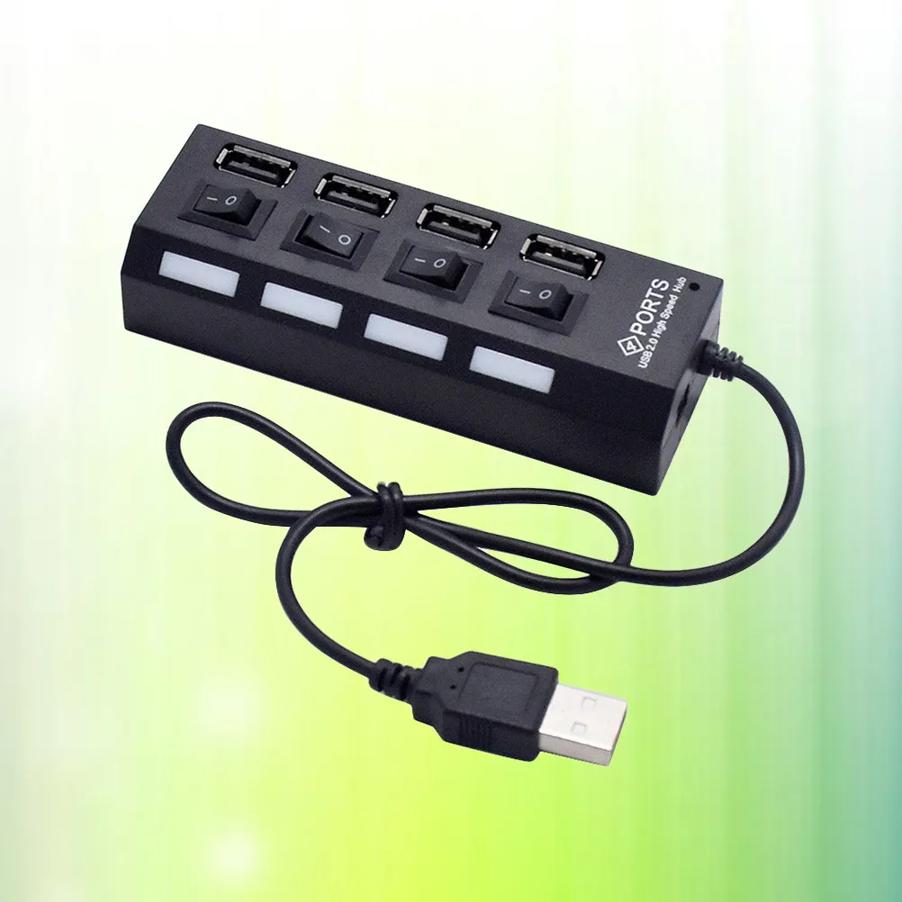 

4 Port USB 2.0 Hub Slim Design with Independent Power Control Fast Data Transfer 45Cm Cable Backward Compatible USB Adapter