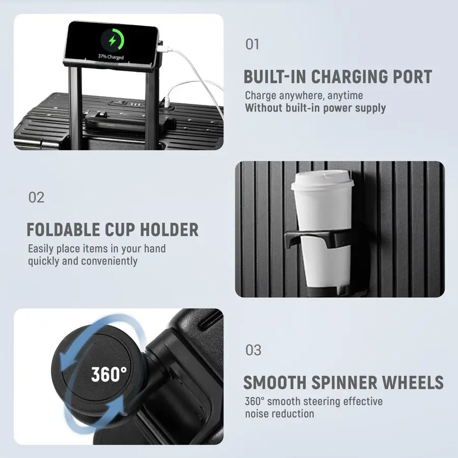 인치 기내용 수하물 TSA 승인, 알루미늄 프레임 지퍼 없는 수하물 짧은 여행용 수납공간 포함, ABS/PC 하드 쉘