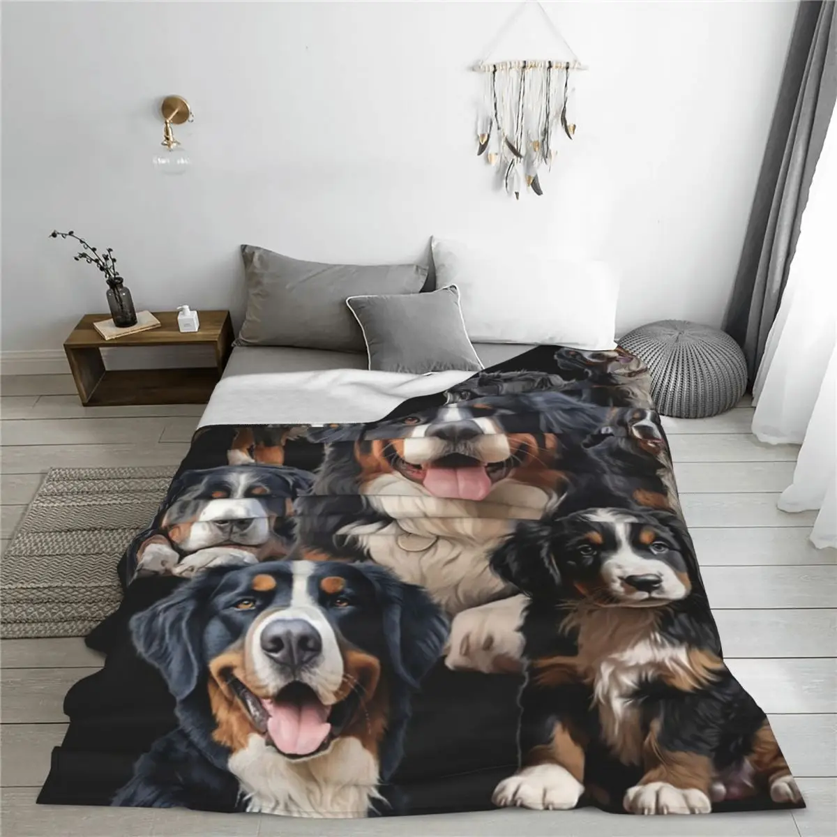 Bernese Mountain Dog Blankets Soft Warm Flannel Throw Blanket Plush for Bed Living room Picnic Travel Home Sofa