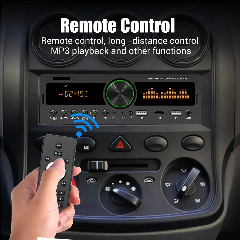 راديو السيارة 1Din 4*60 واط Srereo MP3 مشغل وسائط متعددة بلوتوث FM استقبال مع جهاز التحكم عن بعد دعم USB شحن TF FM AUX #5