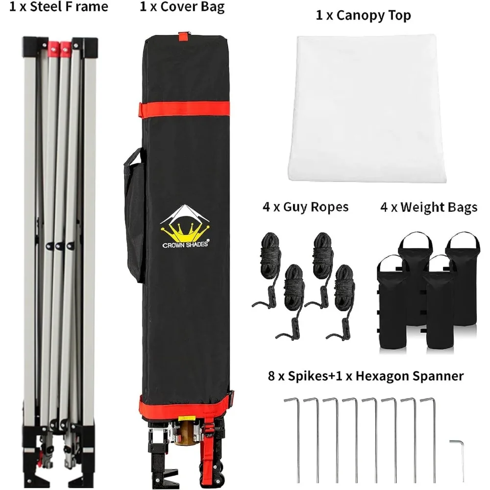 Pop Up Canopy Fora Canopy, Patenteado One Push Tent, Rodas Carry Bag, Bônus 8 Stakes e 4 Cordas, 10x10