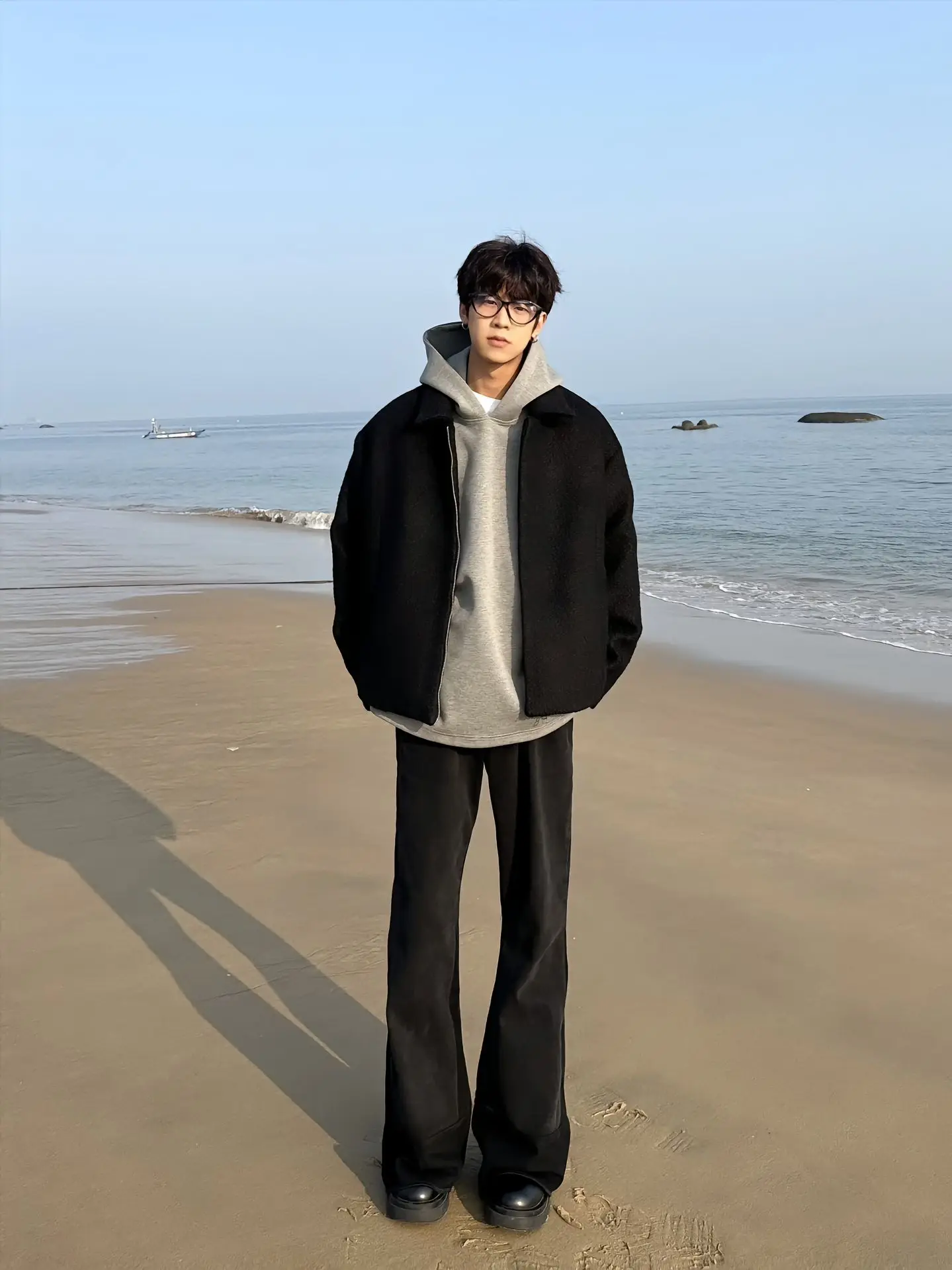 

Bla Men's Suit Pants Drapey Sli High-End Cleanfit Straight Leg Micro Flared Casual Summer Polyester Fiber Teenager