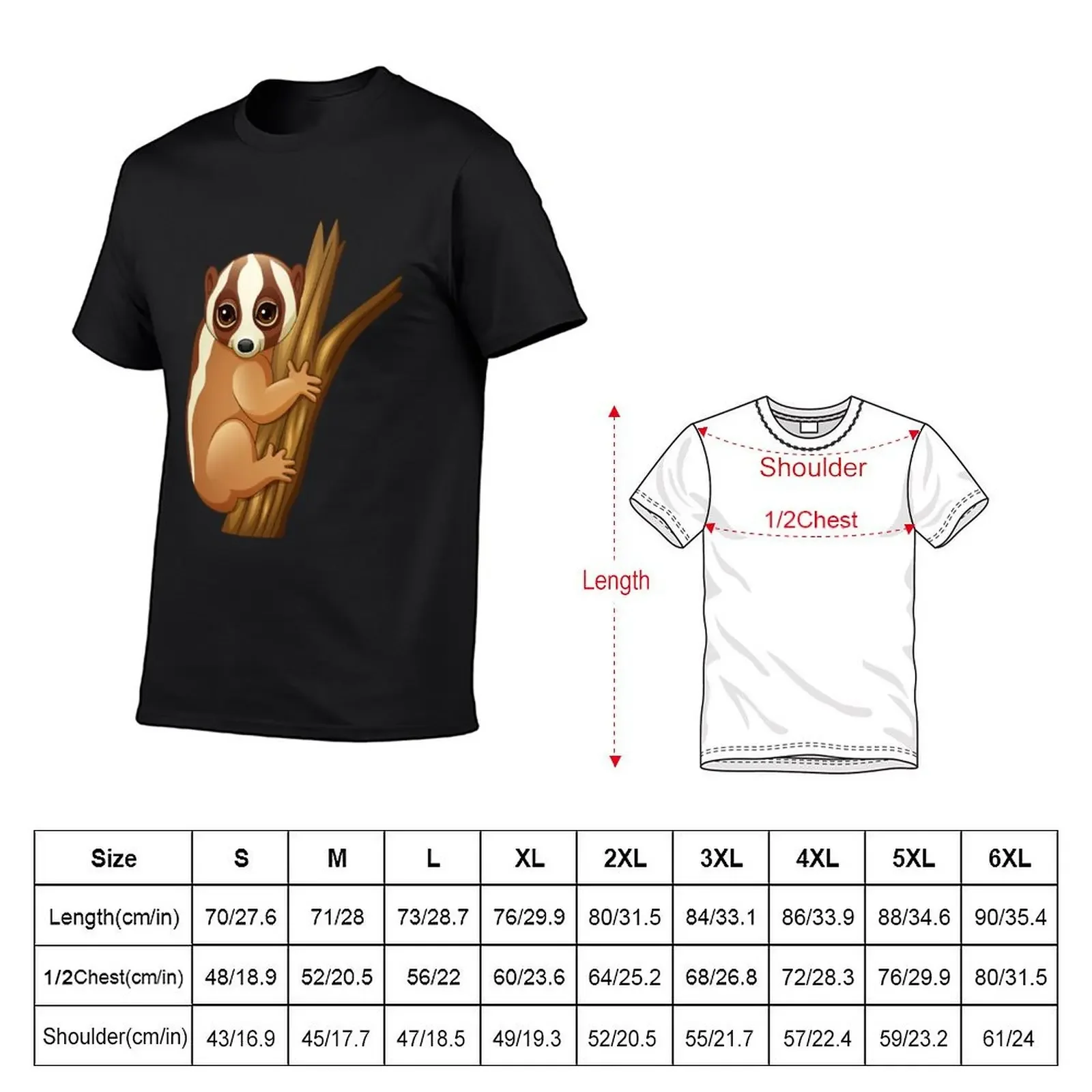 Slow loris on a branch cartoon T-Shirt animal prinfor boys plus size clothes mens t shirts