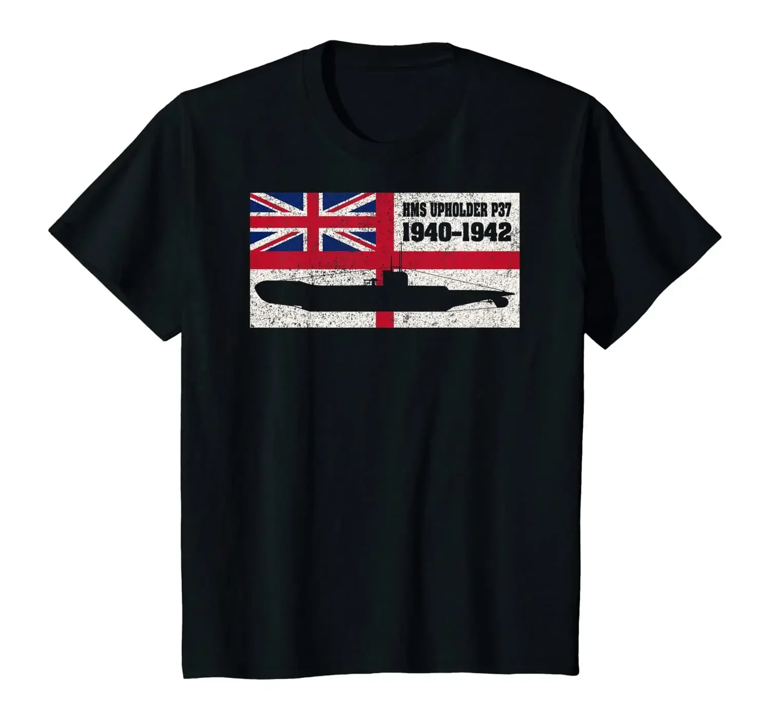 WWII P37 Submarine British Naval Flag Gift T-Shirt 100% Cotton O-Neck Summer Short Sleeve Casual Mens T-shirt Size S-3XL