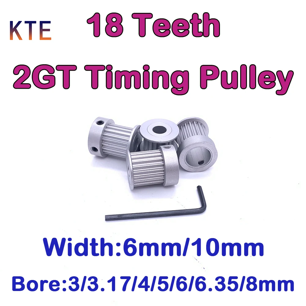 18 Teeth 2GT Timing Pulley 2M Belt Width 6mm 10mm 3D Printer Parts Bore 3 3.17 4 5 6 6.35 8mm 18 Toothed GT2 Synchronous Wheel