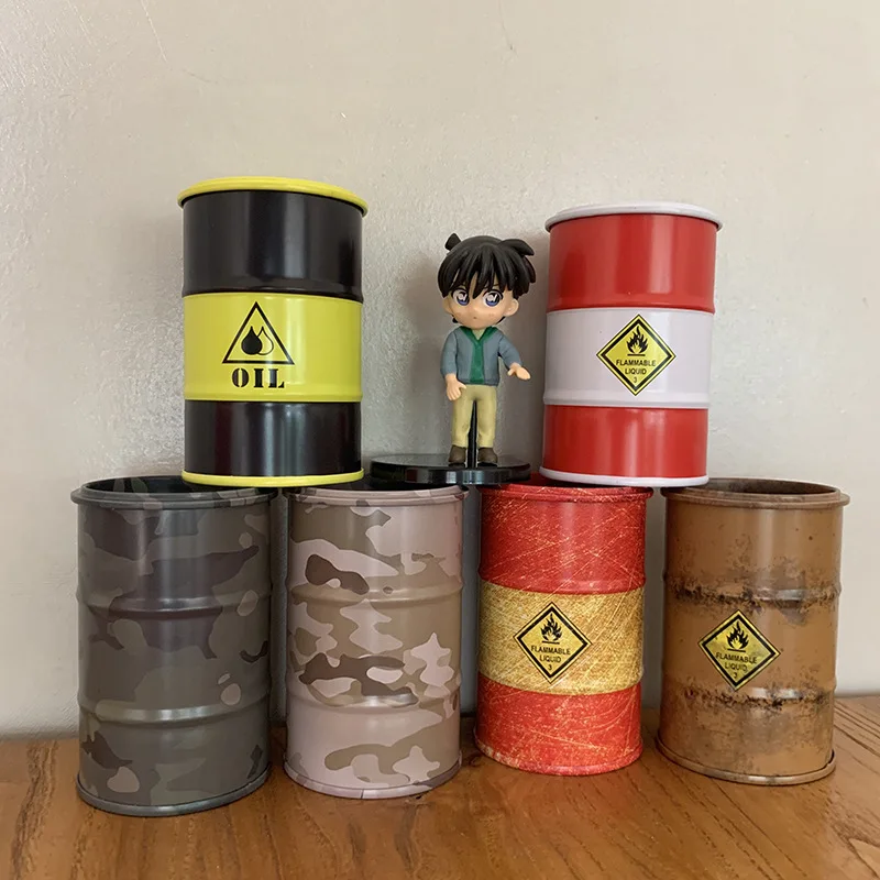 Mini Oil Drum Model Chemistry Oil Drum Model Car Model Desktop Decoration Storage BoxWar Games Scene Model for Boys Gifts