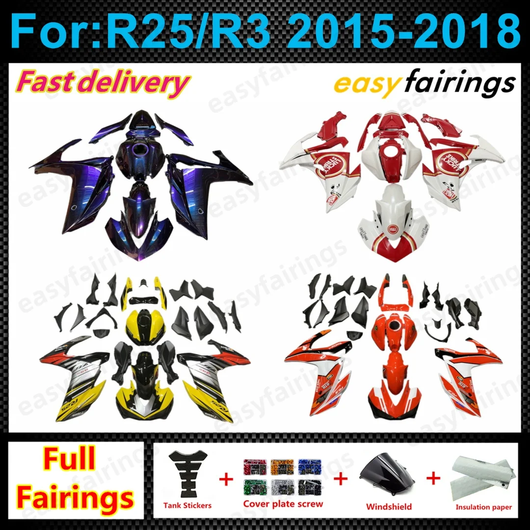 Aftermarket Motorcycle Fairings Set Fit R25 R3 2014‑2018 Injection Molded Body Panels Fairing Kit For Sport Bike Restoration