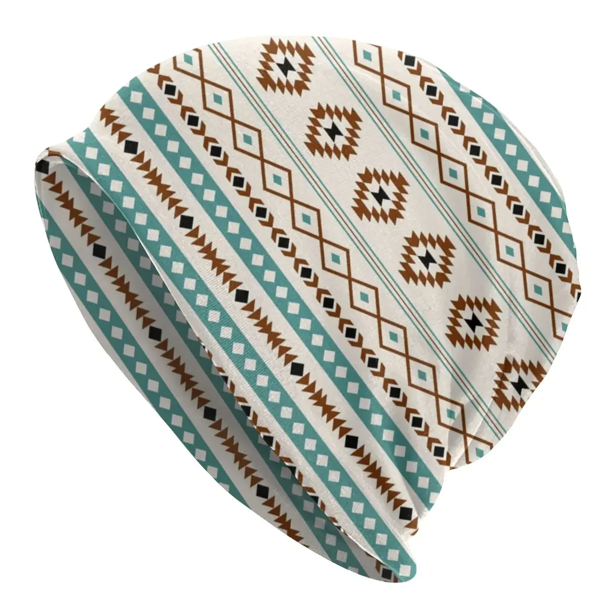 Bohemian Boho Caps Aztec Teal Vintage Autumn Winter Outdoor Skullies Beanies Hats Spring Warm Head Wrap Bonnet Knitted Hat