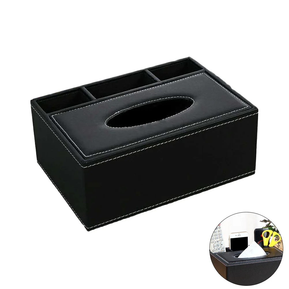 

Multifunctional Desktop ganizer 1PC Black Wooden Tissue Box Scissor Holder Pencil Holder Remote Stand Eco Friendly for Home