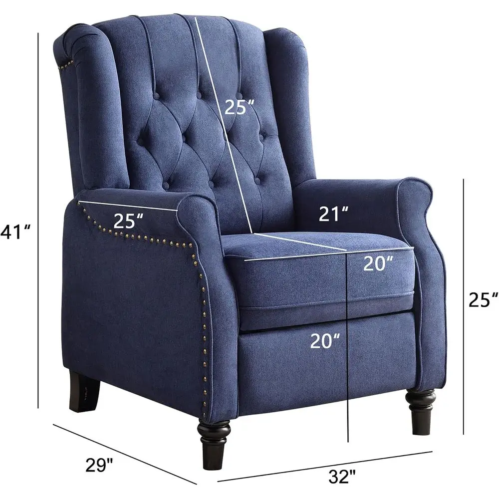 Wingback Chairs Set o 2, Century ern Living Room Chairs, abric Push Back Recliner Chair with Rivet Decoration, Button-Tuted Back