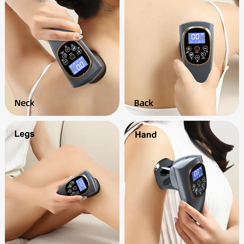 Electric Vacuum Cupping Massage LCD Display Guasha Scraping Full Body Massager  Heating Suction Cup Device Fat Burning Slimming