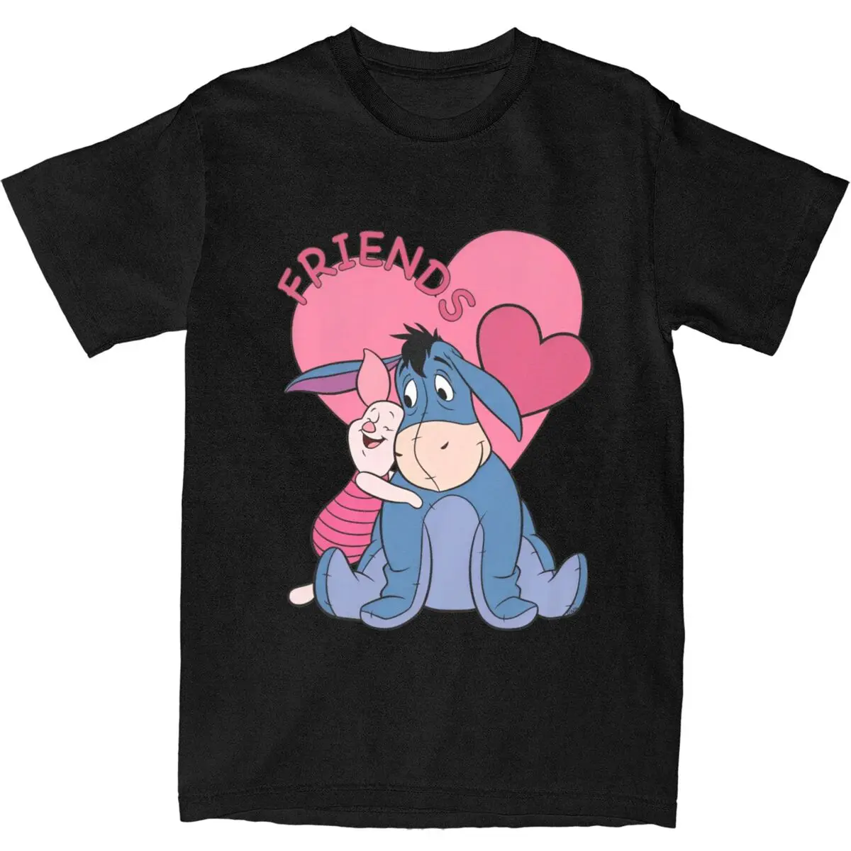 Men Piglet With Friend T Shirts Cotton Tees Beach Vintage Short Sleeves T Shirt O-Neck Popular Design Tshirt Big Size 5XL 6XL