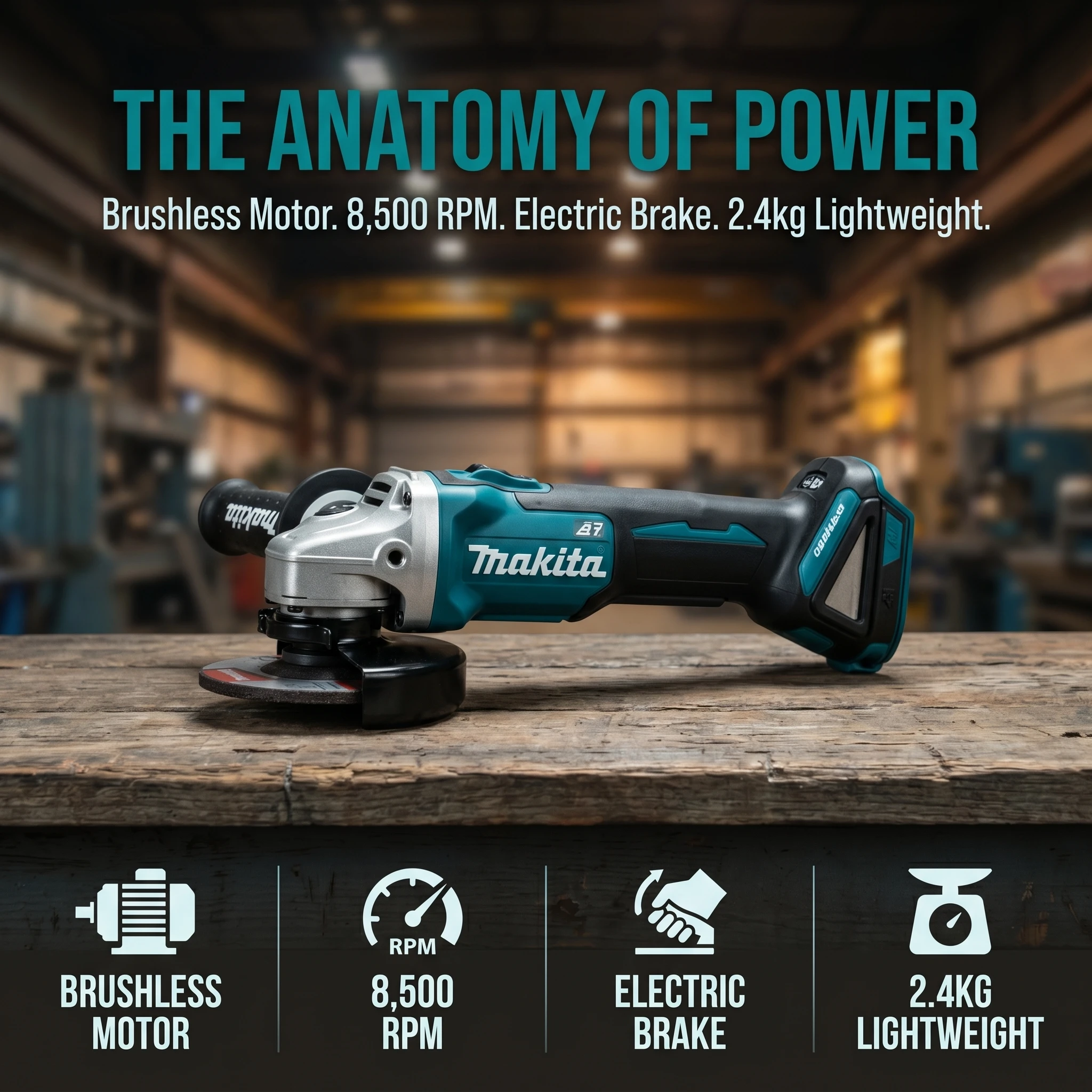 Makita DGA404 18V Cordless Brushless Angle Grinder 125mm 850