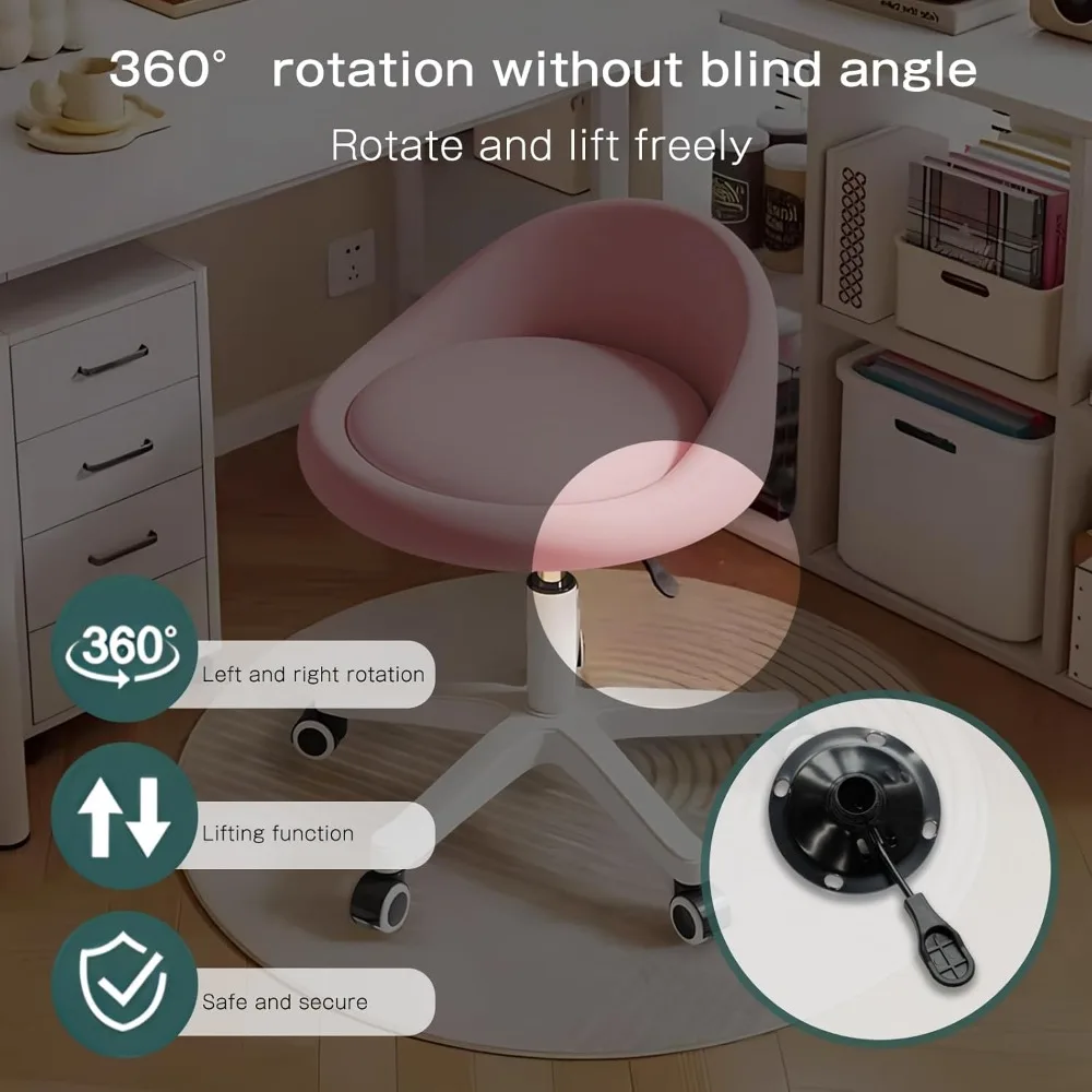 Adjustable Ergonomic Swivel Stool Set of 4 - Padded PU Leather, Quiet Wheels, Ideal for Salon and Office Use