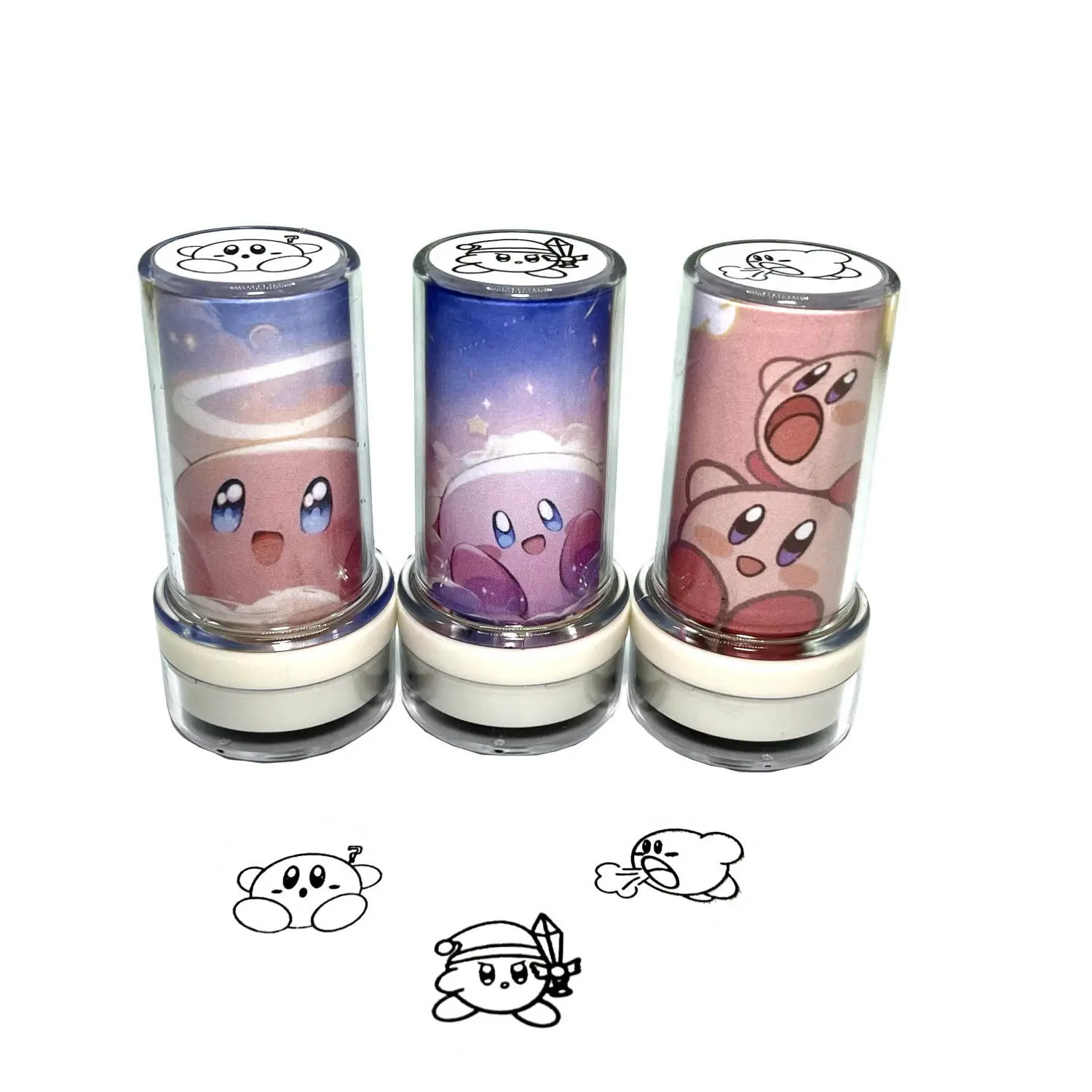 Kirby of the Stars Cute Cartoon Cartoon Picture Small Portable Round Color Photosensitive Seal Reward Toy Boy Girl Holiday Gifts