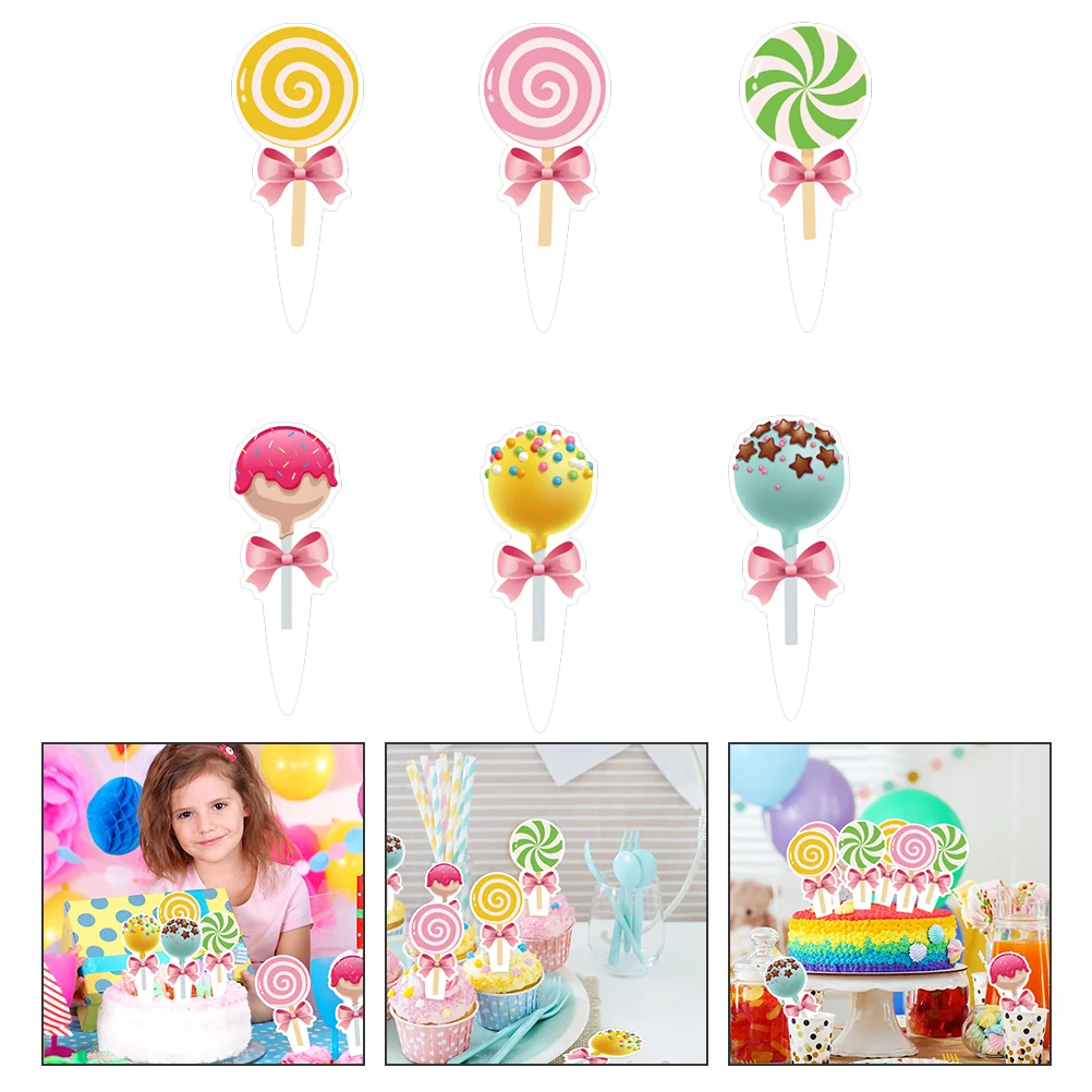 24 Pcs Candy Cake Insertion Article Chrismas Ice Cream Party Supplies New Year Theme Toppers Decor Inserts