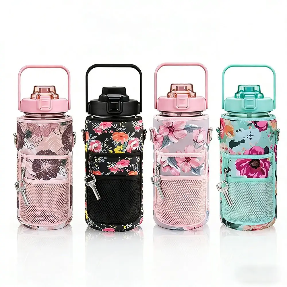 2L Capacity Water Bottle Cover Half Gallon Gradient Color Insulator Sleeve With Strap Portable Design Thermo Pouch