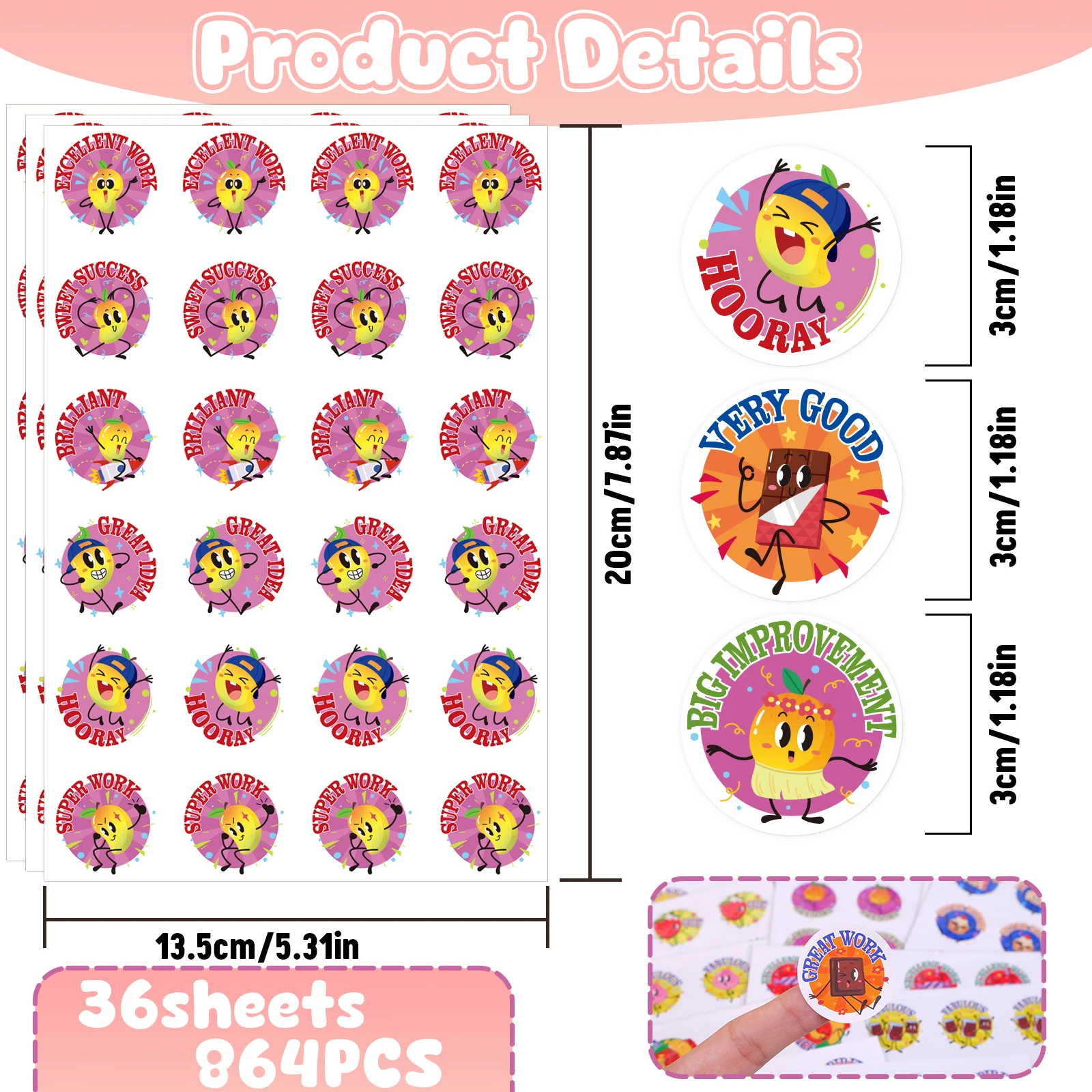 864Pcs Cute Scented Self-Adhesive Stickers Perfect for Classroom Rewards,Scrapbooking,Party Favors,DIY Crafts,Notebook Decoratio