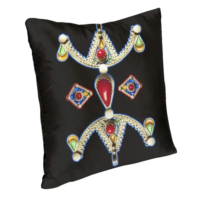 Z Imazighen Kabyle Jewelry Cushion Cover Velvet Amazigh Berber Ethnic Throw Pillow Case for Sofa Square Pillowcase Home Decor