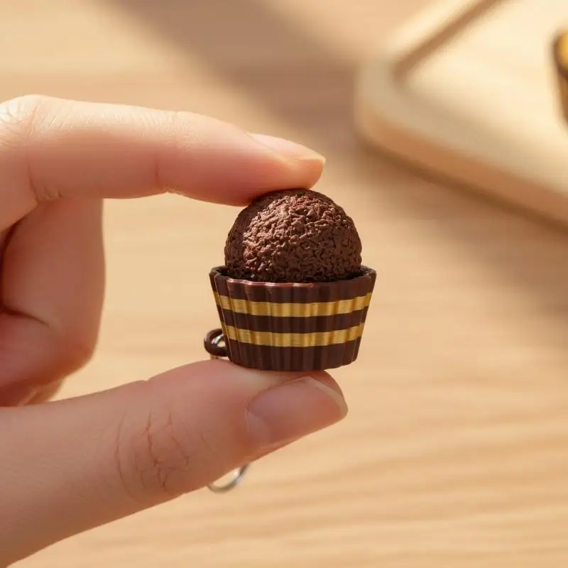 Simulated Chocolate Keyboard Keychain - 3D Fidget Toy Push Stress Relief Sensory Clicker for Kids & Adults