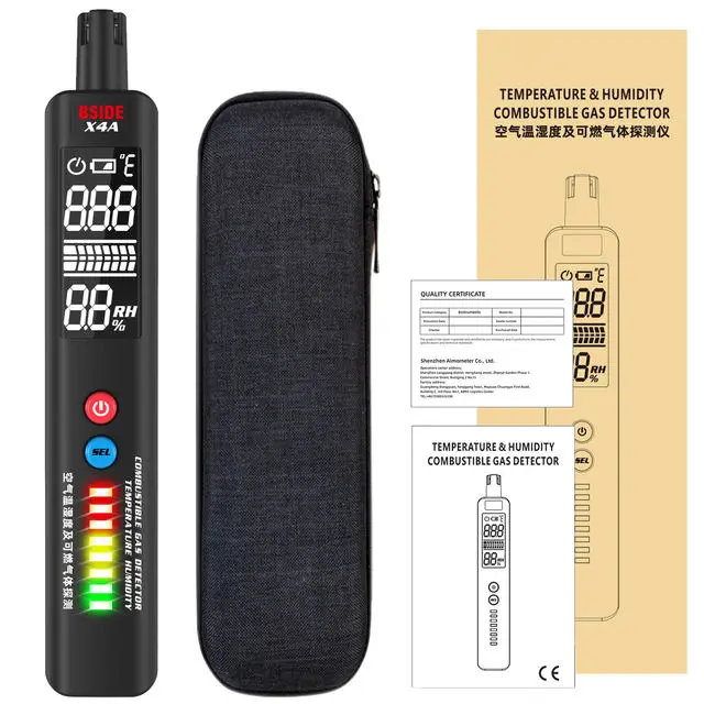 BSIDE X4A igrometro digitale professionale rilevatore di Gas naturale temperatura ambiente interna umidità metano butano Tester strumento calibro