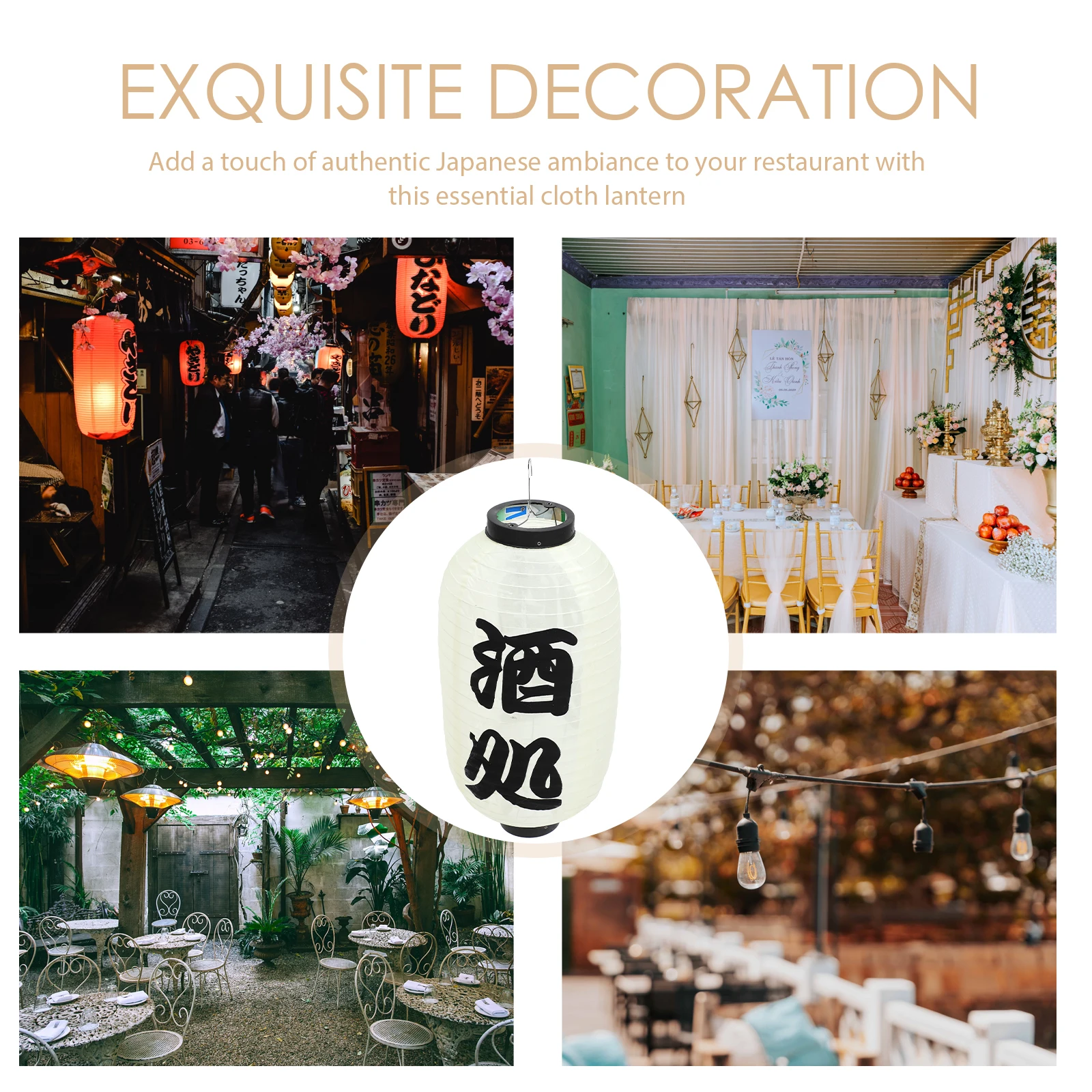 

Japanese Restaurant Lantern 25x48cm Waterproof Decorative Silk Indoor Outdoor Party Supplies Traditional Atmosphere