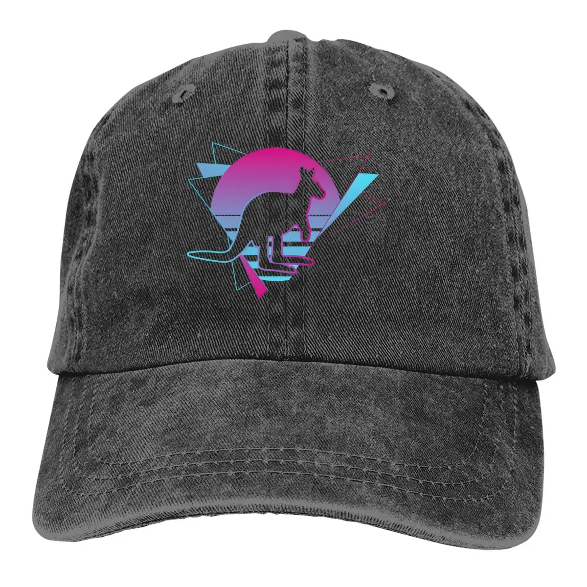 Australian Kangaroo Multicolor Hat Peaked Women's Cap Vaporwave   Marsupial Personalized Visor Protection Hats