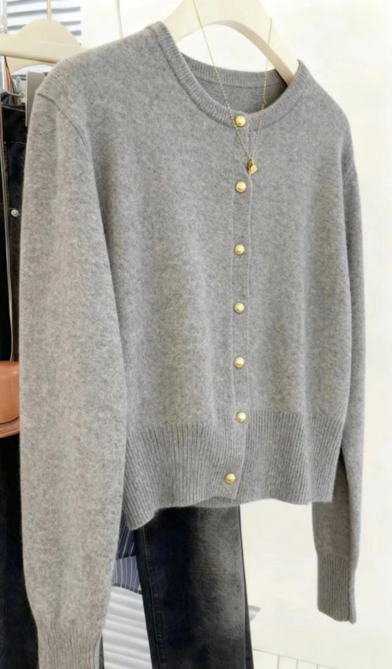 New Fashionable Merino Wool Button Cardigan For Autumn And Winter, A Simple Korean-Style Round-Neck Long-Sleeved Women's Top-273 - Image 5