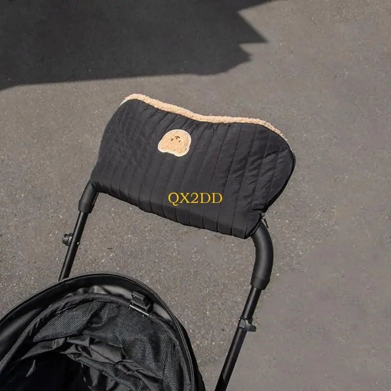 QX2D Comfortable Baby Strollers Mittens Soft Breathable Gloves Shock Resistant with Fleece Lining Easy Attachment Handmuff