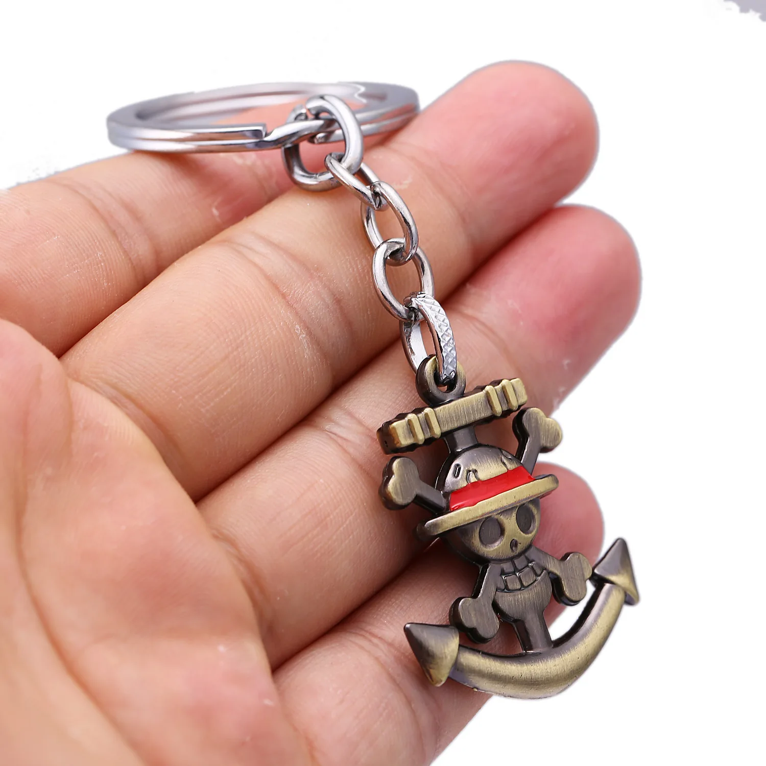 One Piece Anime Monkey D. Luffy Figure Model Kids Toys Gift Metal Cosplay Keychain Pendant Jewelry