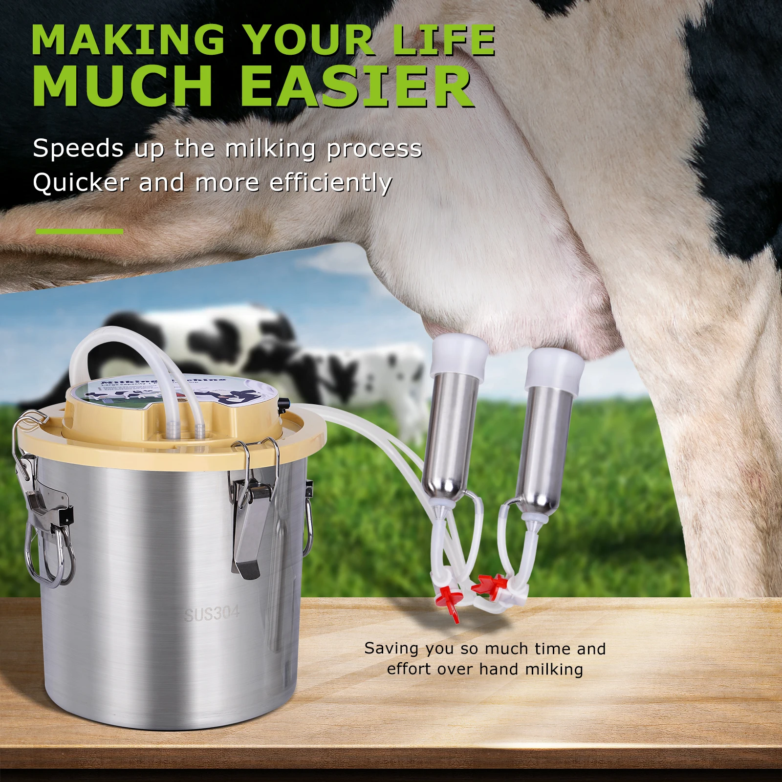 New 8L/12L Automatic Electric Cow Goat Milking Machine Portable one-piece milking machine for cattle and goat Livestock