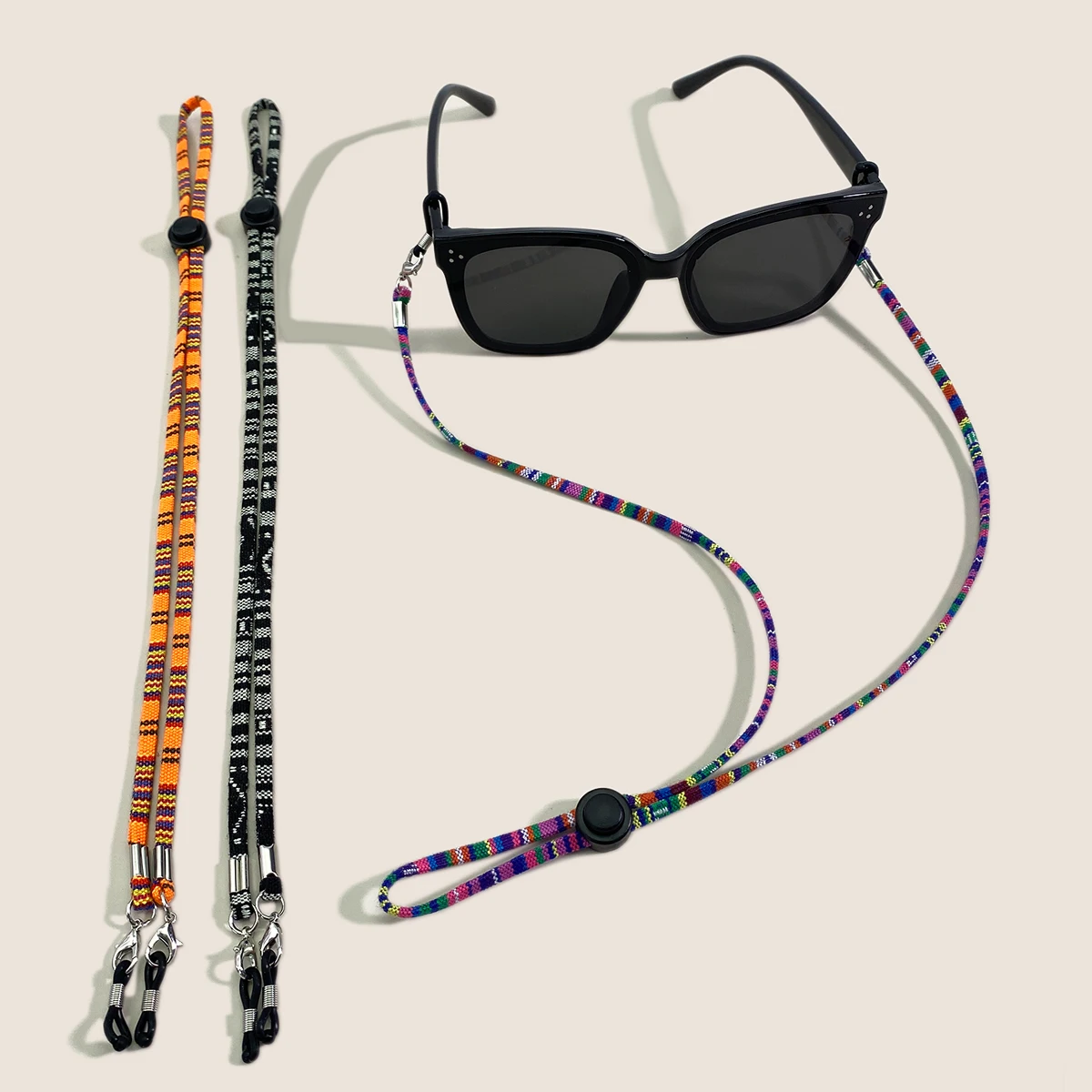 3pcs Set of Bohemian Style Multi-Color Cotton Rope Adjustable Ethnic Style Glasses Strap Unisex Anti-Slip Anti-Lost Glass