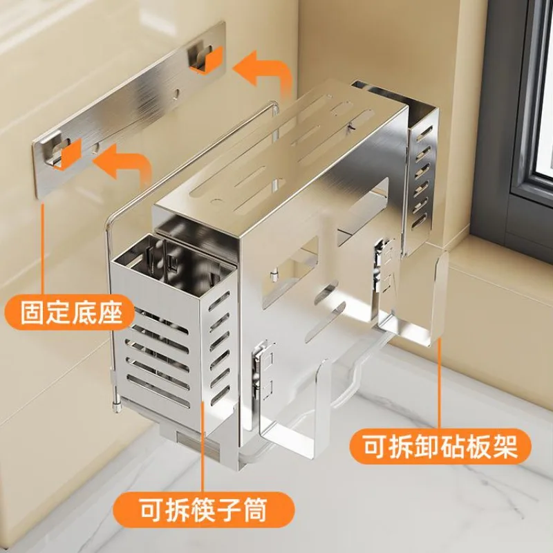 304ステンレス製キッチンツールラック、穴あけ不要ツールホルダー、吊り下げ式ツールホルダー