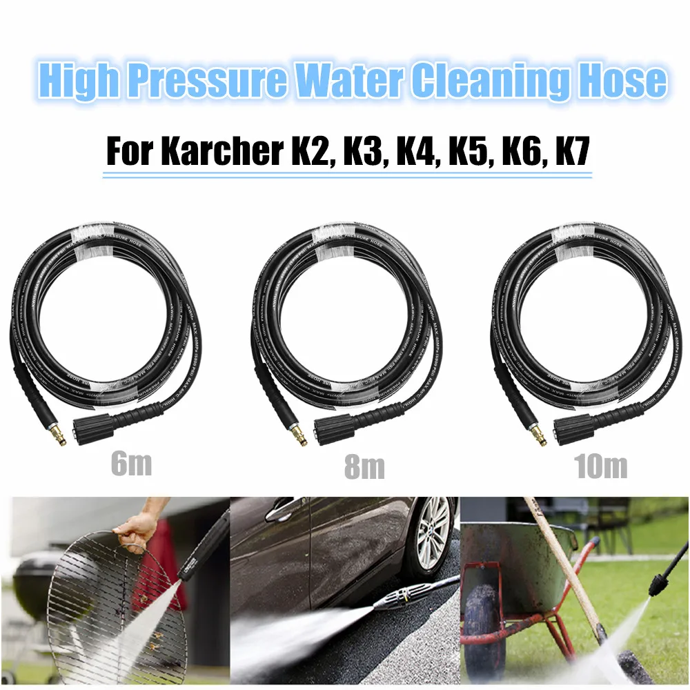 6/8/10M Car Pipe Water Hose For Karcher K2 K3 K4 K5 High Pressure Cleaning For Auto Washer Pipe Washing Garden Cleaning Tools