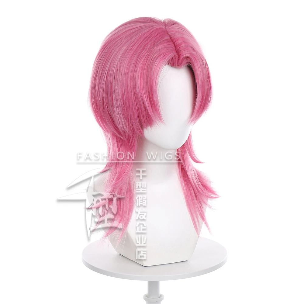 Saja Boys Romance Cosplay Wig Synthetic 40cm Deep Pink Men Hair Heat Resistant Anime Wigs