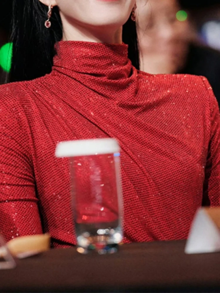 Smthma high end moda ano novo natal vestido vermelho para as mulheres outono inverno estilo pista vestido longo 2026 novo