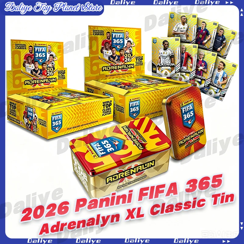 Tarjetas Coleccionables de Fútbol Oficiales Panini 2026 FIFA 365 Adrenalyn XL Classic Tin Edición Limitada Dorada, Colección con Licencia, Regalo
