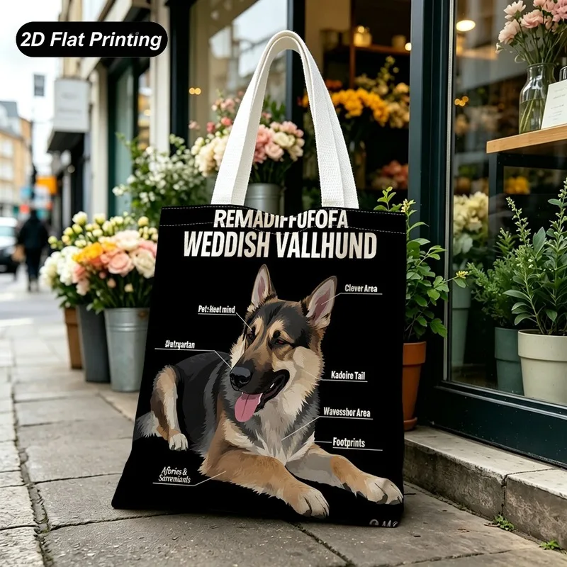 1PC【Tote Bag】2D Flat effect，Focusing on large capacity，bag features a German Shepherd deconstructed graphic print，Suitable f