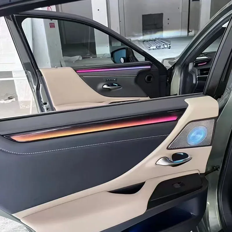 Luz Ambiental LED Dinámica para Lexus ES ES300h 2018-2025, Decoración Interior en Madera Negra, Lámpara de Ambiente que se Mueve a la Música