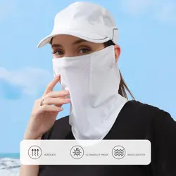 UV Protection Ice Silk Mask Elastic Solid Color Sun Proof Bib Sunscreen Face Scarf Face Shield Hanging Ear Face Cover Outdoor