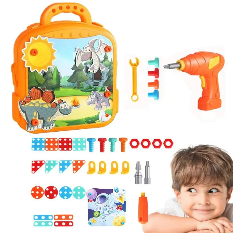 

Kids Drill Set Toy Creative Mosaic Drill Set DIY Educational Construction Engineering Toys Creative Mosaic Electric Drill Set