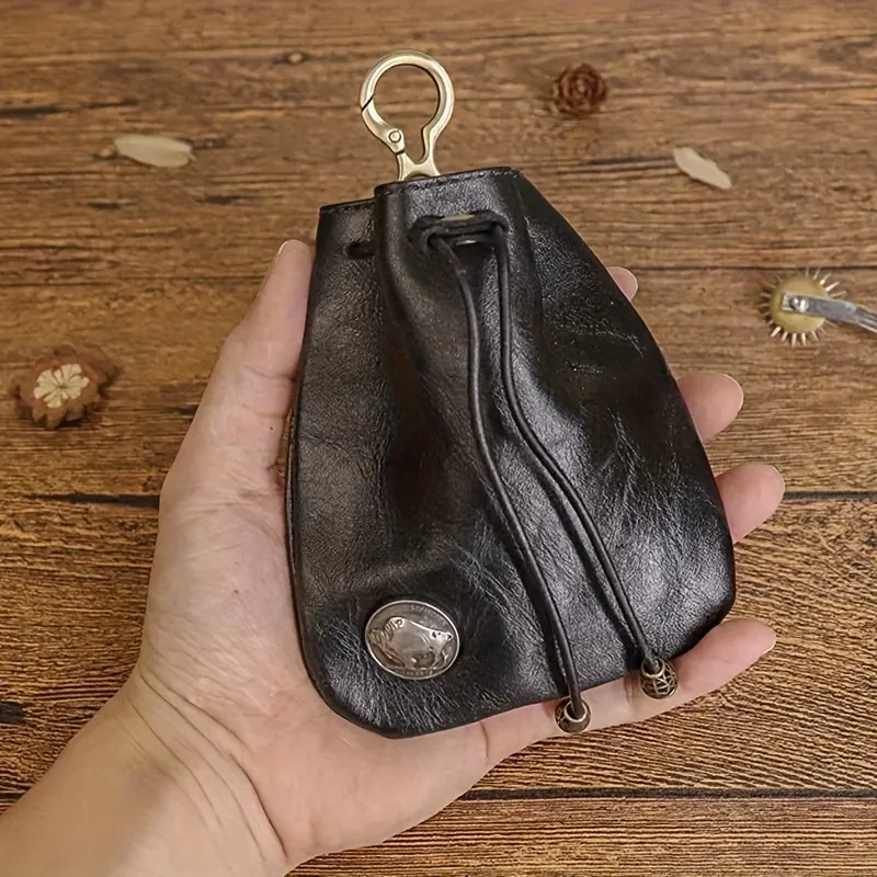 Unisex Vintage Top Grain Genuine Leather Handmade Multi Storage Bag, Key Coin Purse Wallet Card Holder, Ideal Gift for Men & Wom