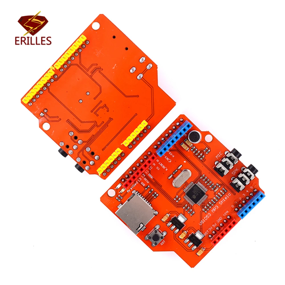 VS1053 VS1053B Stereo Audio MP3 Player Shield Record Decode Development Board Amplifier Module with TF Card Slot for Arduino R3