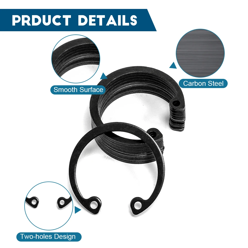 HOWSHENG 300pcs/615pcs Internal Circlip Assortment Kit Retaining Clip Ring Set Carbon Steel 6-25mm C Clip Washer Kit for Hole