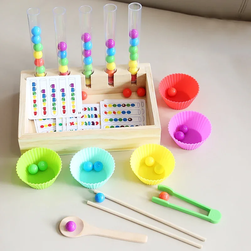 Montessori Früher ziehung Clip Reagenzglas Farbe Perle Kinder Farbe kognitive Hand-Auge-Koordination Gehirn Lernspiel zeug