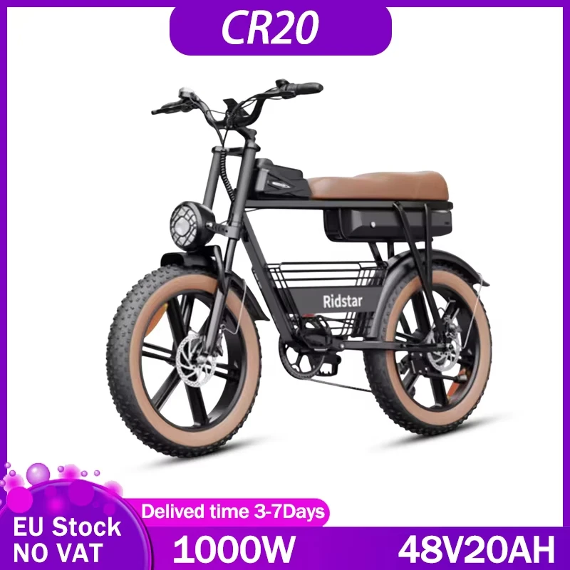 

Ridstar CR20 vélo électrique 1000W moteur 48V20AH аккумулятор для vélo électrique 20*4 "tout Terrain gros pu Ebike vitesse 30mph