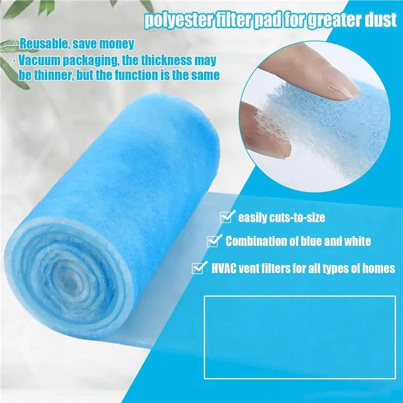 A01F-2Roll 12X120 Inch MERV 6 Reusable Air Vent Filter Cut To Size Electrostatic Floor Vent Filter Washable Replacement