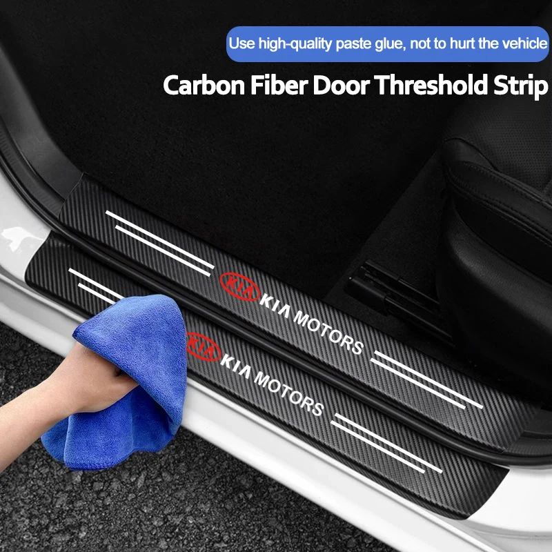 Car Threshold Strip Carbon Fiber Sticker Accessories For Kia Sportage Ceed Picanto Rio ProCeed Niro Morning 5 3 4 K7 K5 K8 K3 K9