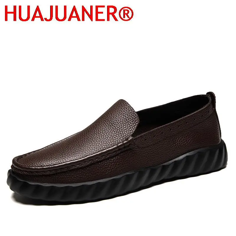 New Fashion Mens Loafers Genuine Leather Men's Shoes Casual Flats Light Breathable Luxury Driving Shoes Men Handmade Summer Shoe