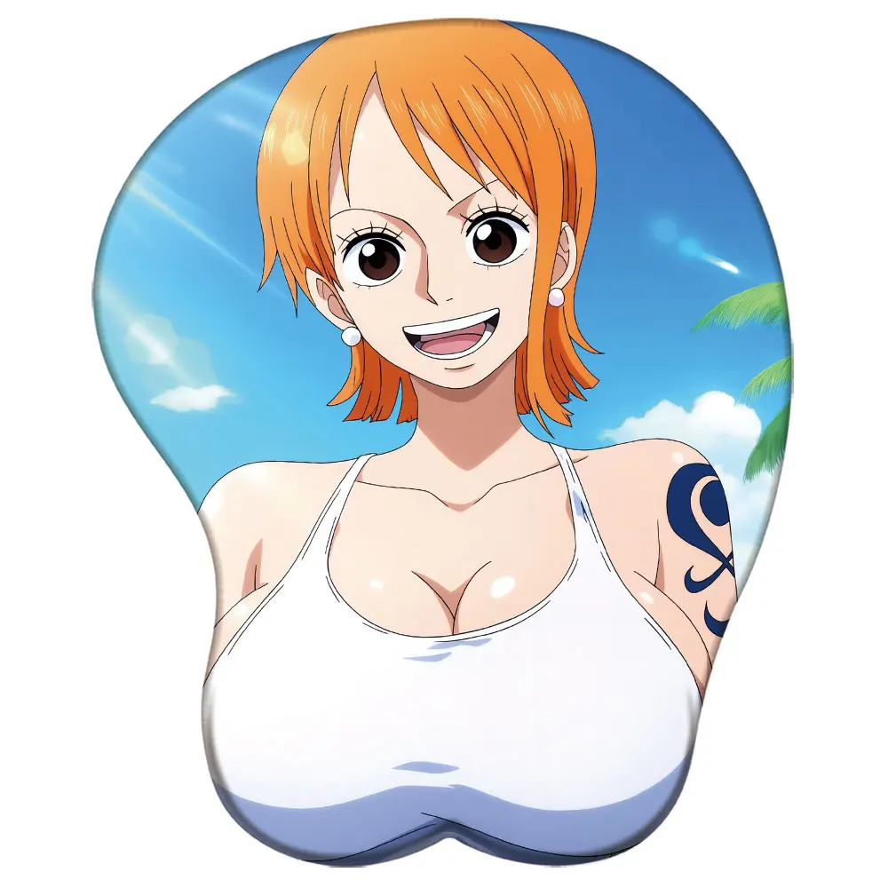 Anime Nami Robin Uta Hancock Yamato Tappetino per mouse in silicone One Piece Supporto per polso 3D Tappetino per mouse Petto sexy Poggiapolsi 3D Tappetino per mouse